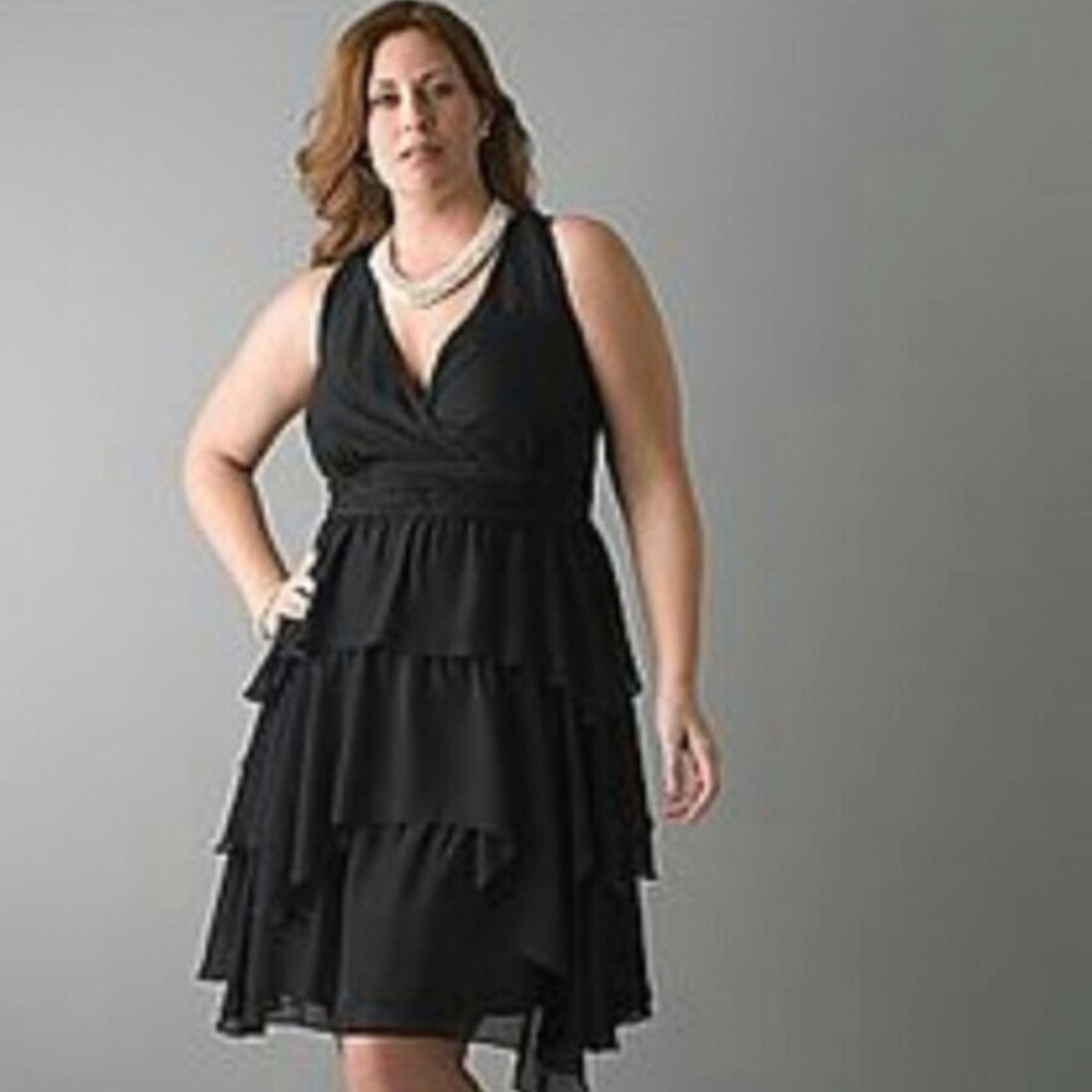 Vintage Y2K Lane Bryant Black Chiffon Scarf Hem Dress 20